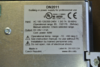 IFM DN2011 POWER SUPPLY - 115/230VAC, 50-60Hz -- 24VDC / 2.5A