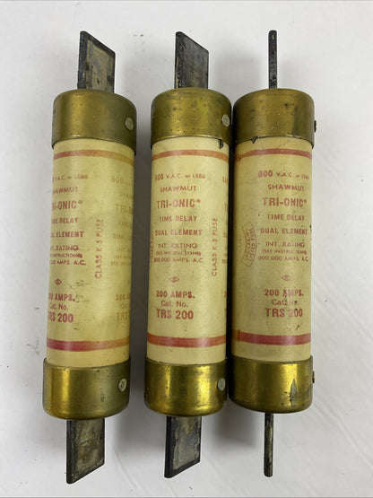 SHAWMUT TRS200 TRI-ONIC TIME DELAY DUAL ELEMENT 600VAC 200AMP FUSE (LOT OF 3)