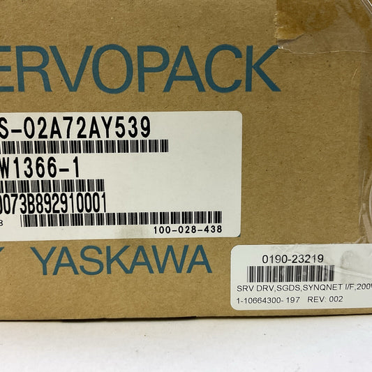 YASKAWA SGDS-02A72AY539 SERVOPACK CONTROLER 230VAC REV 002