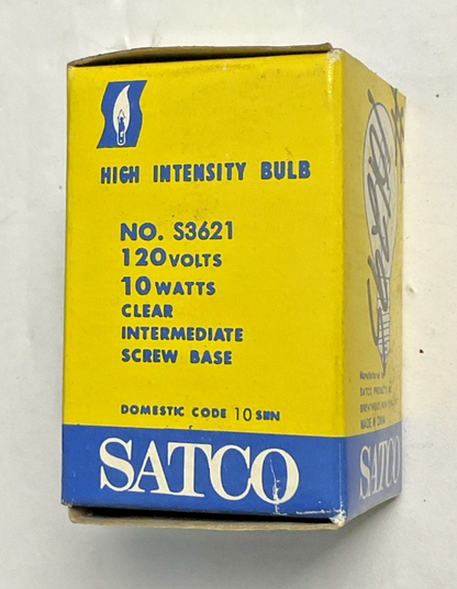 SATCO S3621 CLEAR BULB 120V 10WATTS ***LOTOF2***