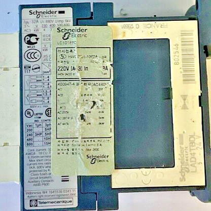 SCHNEIDER ELECTRIC LC1 D18 BD CONTACTOR 24VDC  W/ LAD4TBDL 5-24V