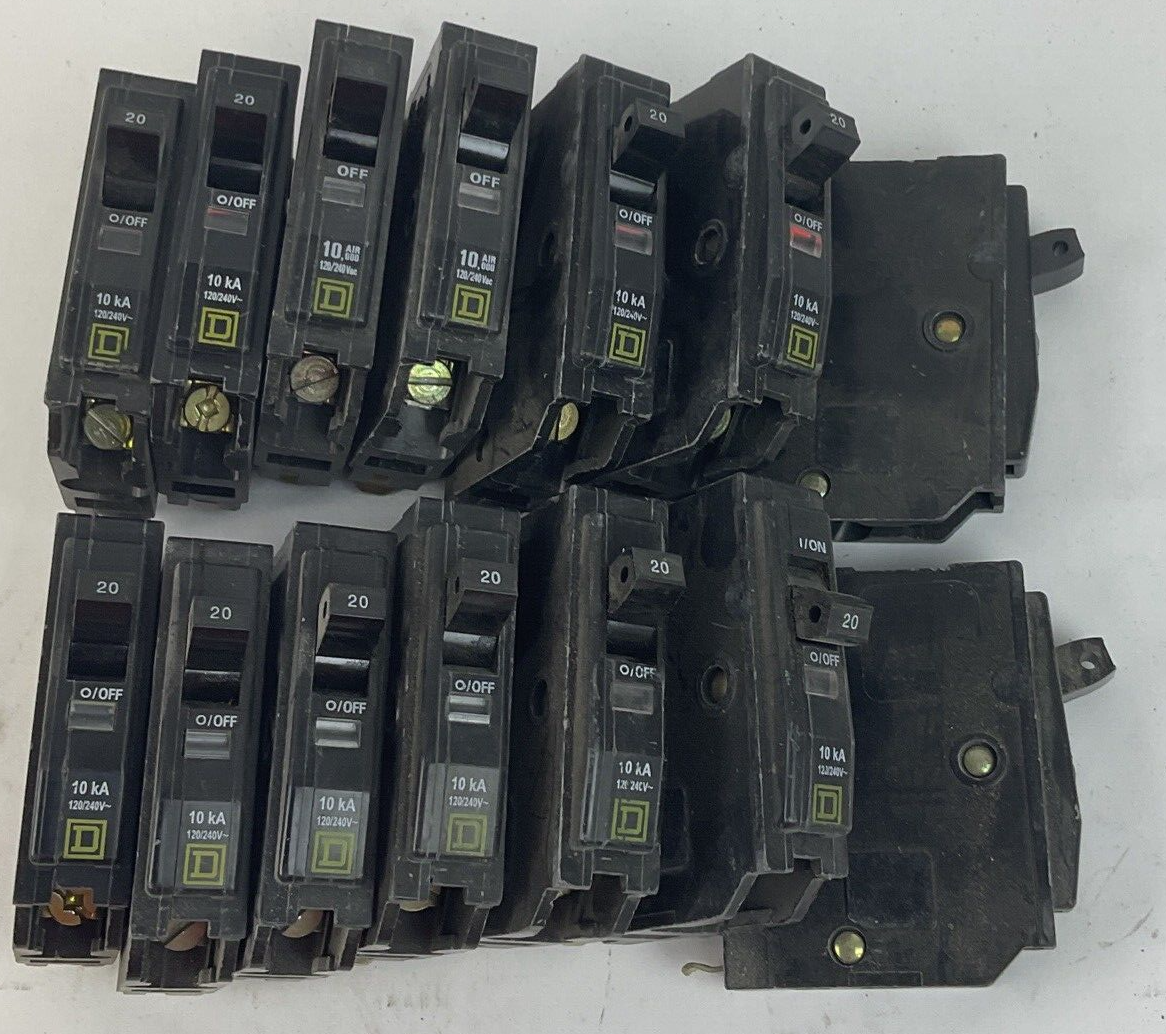 SQUARE D QOB120 CIRCUIT BREAKER 20A 10KA 120/240V ****LOTOF14*****