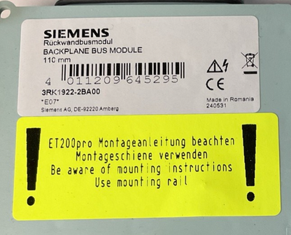 SIEMENS 3RK1922-2BA00 BACKPLANE BUS MODULE