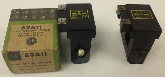 ALLEN BRADLEY 69A11, COIL, 440V @ 60HZ, 380V @ 50HZ,SIZE 00, SER. K, LOT OF 2
