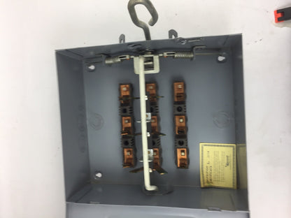 GENERAL SWITCH 63DU SAFETY SWITCH VOLTS 240 AC 60 AMP 3 POLE TYPE: D'BLE THROW