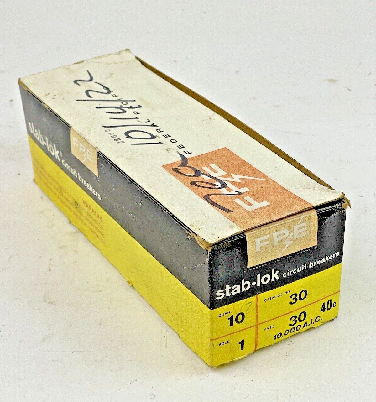 FEDERAL PACIFIC *BOX OF 7* STAB-LOK 30A, 1 POLE CIRCUIT BREAKERS