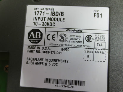 ALLEN-BRADLEY 1771-IBD/B INPUT MODULE 10-30VDC - Rev. F01