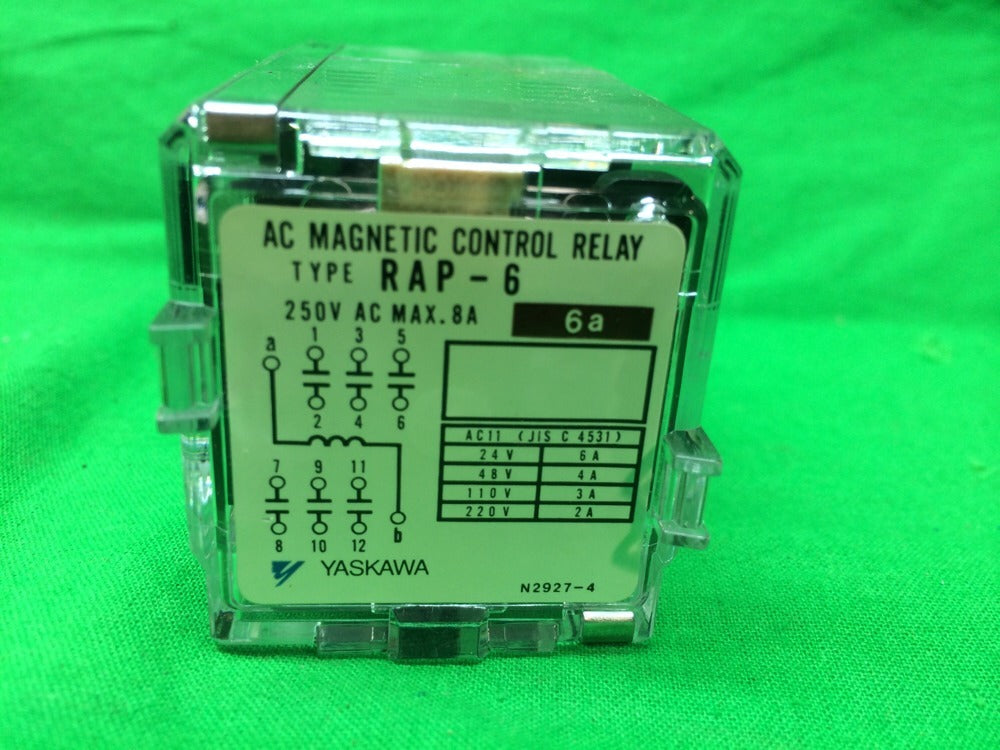 YASKAWA RAP-6 AC MAGNETIC CONTROL RELAY 6a 250V AC MAX. 8A