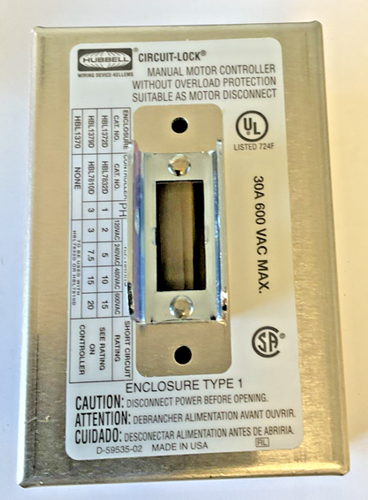 HUBBELL HBL1370 SURFACE MOUNT ENCLOSURE TYPE1 30A 600VAC