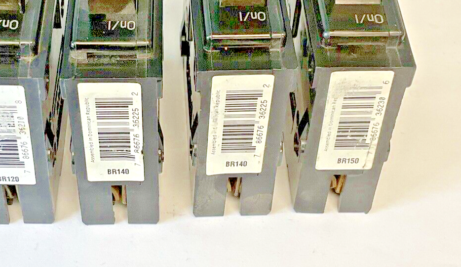 CUTLER HAMMER BR120(2x),BR140(2X),BR150(1X) CIRCUIT BREAKER 120/240VAC**LOTOF5**