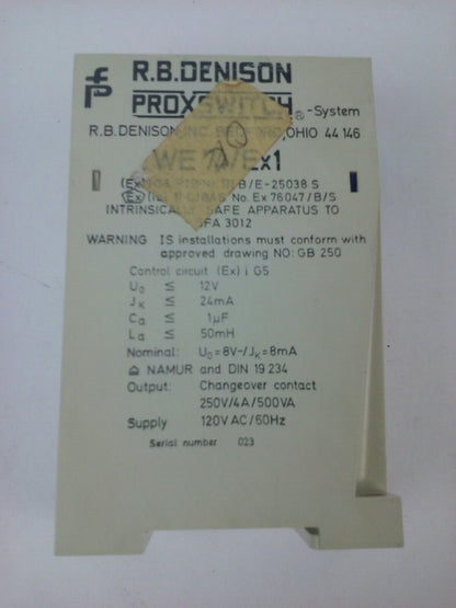 PEPPERL + FUCHS WE74/EX1 SWITCH AMPLIFIER R.B. DENISON PROXSWITCH 120V SUPPLY