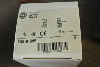 ALLEN-BRADLEY 855T-B10DN5 AMBER STACK LIGHT STEADY 120VAC *NO GASKET/RING*