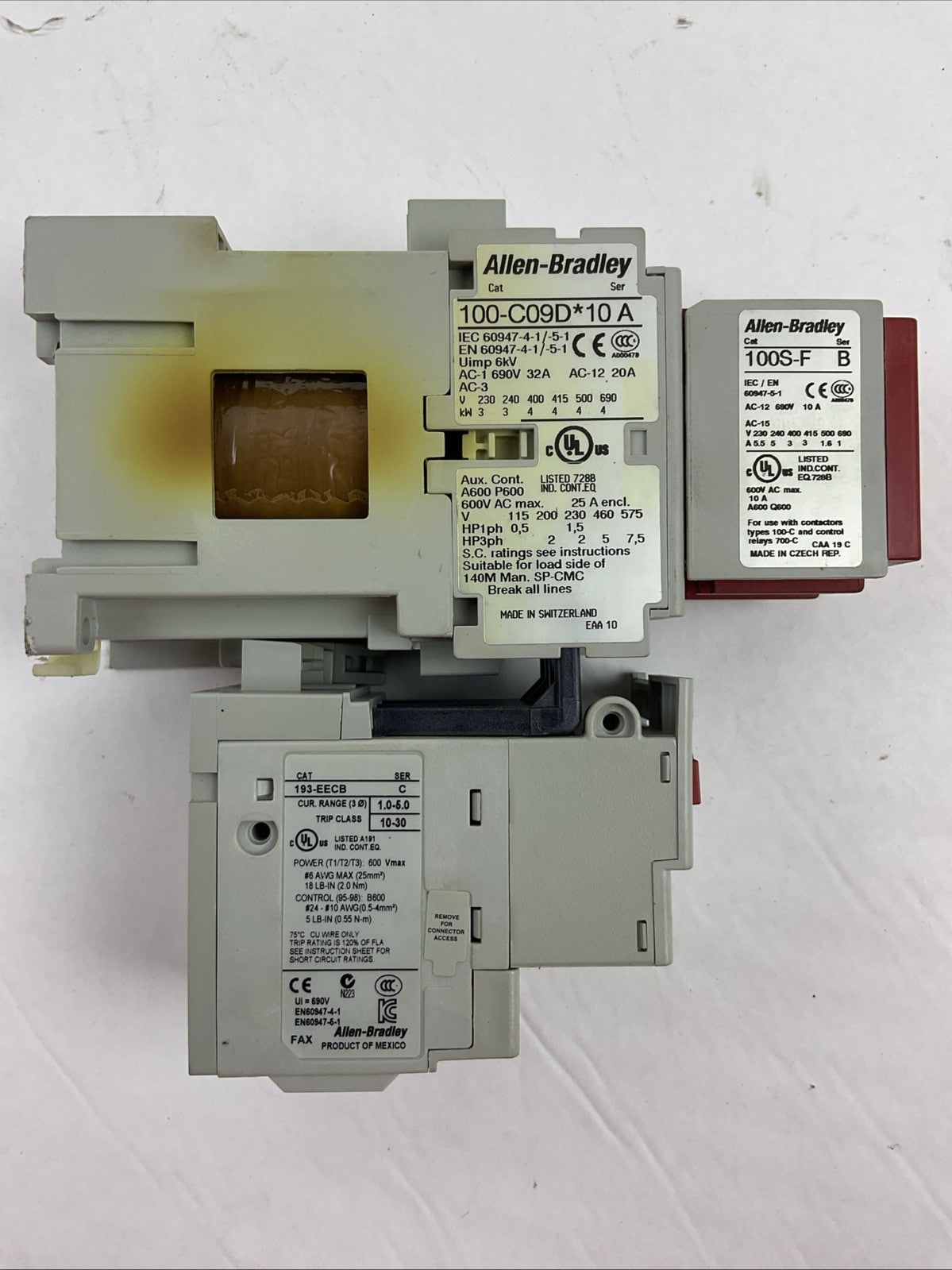 ALLEN BRADLEY STARTER (100S-C09DJ14C (100-C09D*10 +100S-F) + 193-EECB 1.0-5.0A)