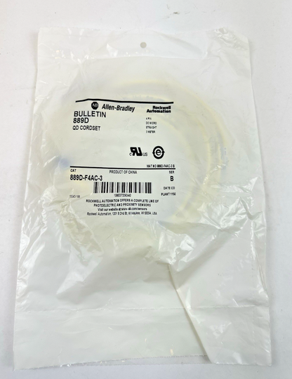 ALLEN-BRADLEY 889D-F4AC-3 SERIES B 4 PIN DC MICRO STRAIGHT 3 METER QD CORDSET