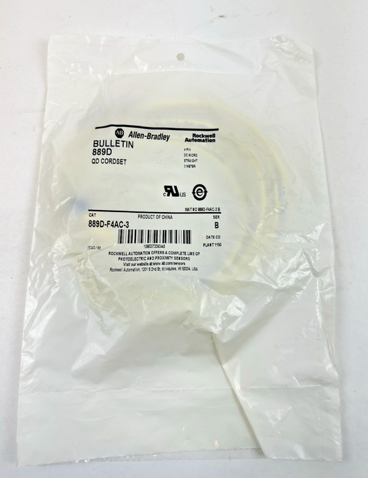 ALLEN-BRADLEY 889D-F4AC-3 SERIES B 4 PIN DC MICRO STRAIGHT 3 METER QD CORDSET