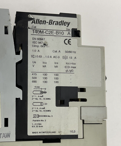 ALLEN BRADLEY 190S-AND2-CB10C COMBONATION STARTER SER.A
