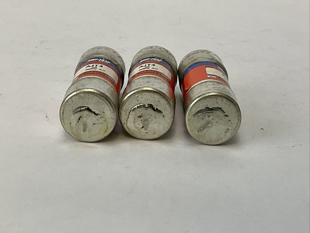 FERRAZ SHAWMUT AJT4 AMP-TRAP 2000 4A 600VAC DUAL ELEMENT TIME DELAY (LOT OF 3)
