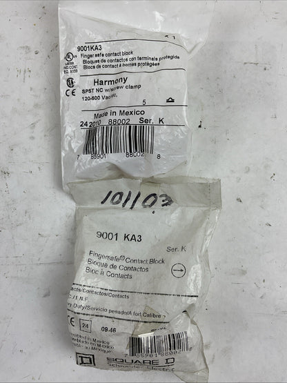 SQUARE D 9001KA3 FINGER SAFE CONTACT BLOCK (LOT OF 2)