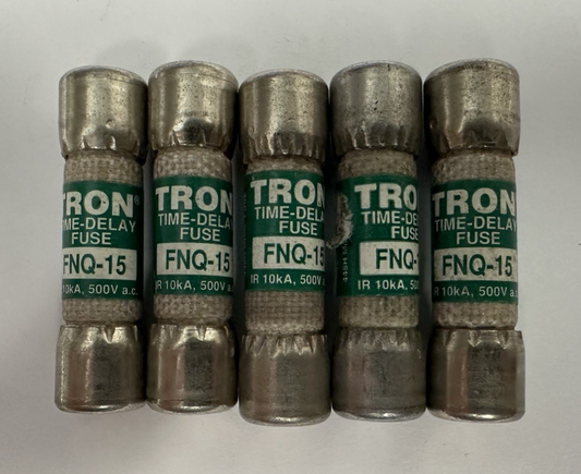 COOPER BUSSMANN FNQ-15 TRON FUSE 15 AMP 500VAC TIME DELAY FUSE LOT OF 5