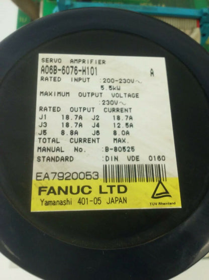 FANUC A06B-6076-H101 SER. A SERVO AMPLIFIER MODULE 230V 5.5KW 18.7A