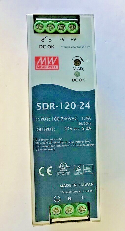 MEAN WELL SDR-120-24 POWER SUPPLY 100-240VAC 1.4A