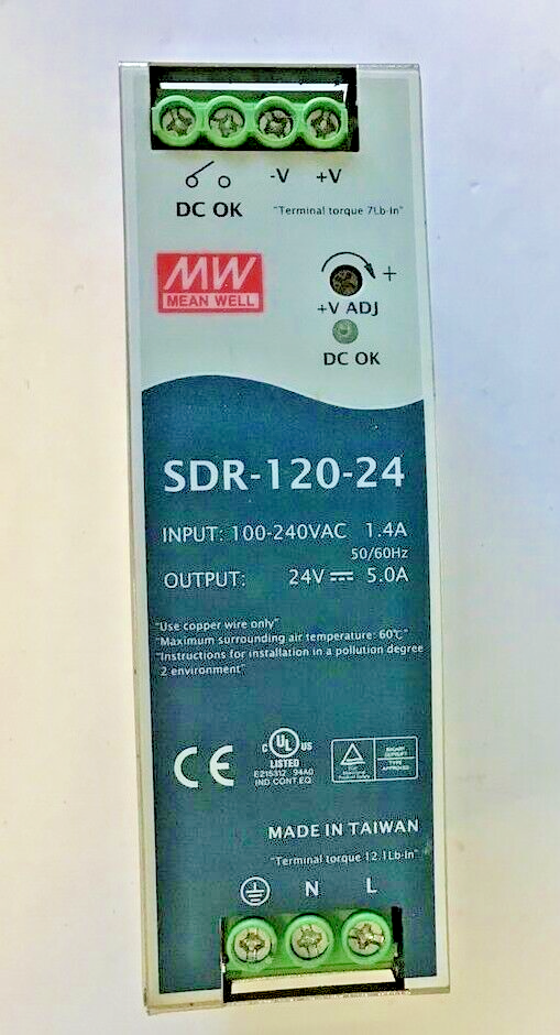 MEAN WELL SDR-120-24 POWER SUPPLY 100-240VAC 1.4A