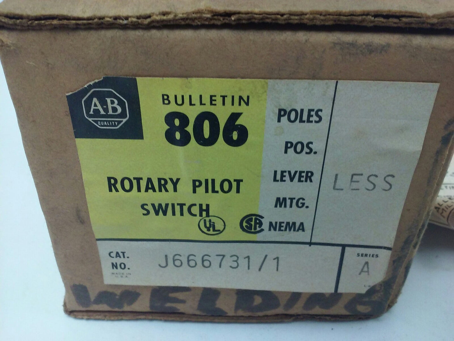 ALLEN BRADLEY BULLENTIN 806 J666731-1 SER. A, ROTARY PILOT SWITCH, 6 CIRCUITS