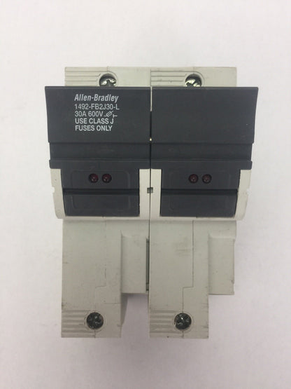 ALLEN BRADLEY 1492-FB2J30-L DUAL FUSE HOLDER 30A 600V USE CLASS J FUSES ONLY