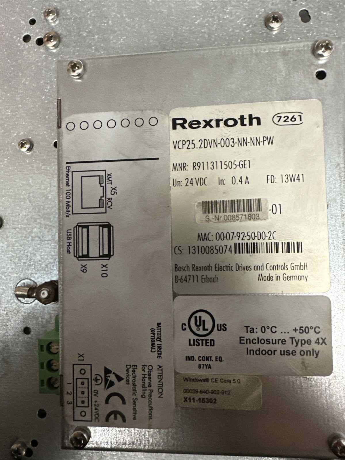 Rexroth IndraControl 5.7 Inch Display Touchscreen VCP25.2DVN-003-NN-NN-PW/24VDC