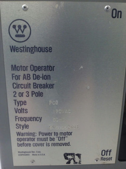 WESTINGHOUSE PCG32000F 3P 600V, MOTOR OPERATER 5661D52G01 TYPE PCG 120V 2P OR 3P