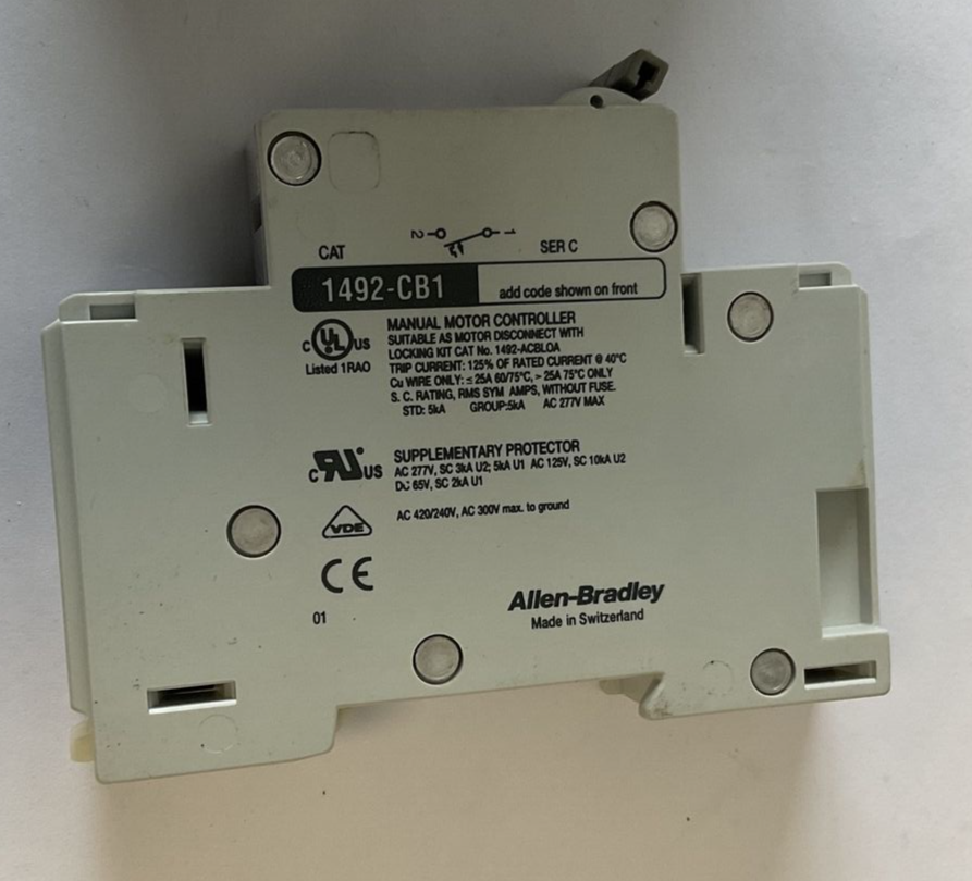 ALLEN BRADLEY 1492-CB1 G 050 CIRCUIT BREAKER 5A 1/2HP 277V 1PH SER.C ***LOTOF3**