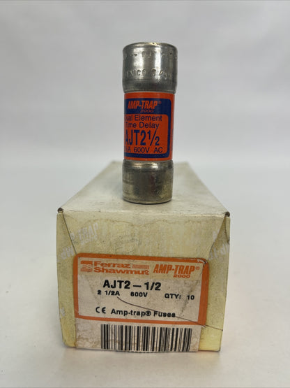 FERRAZ AJT2-1/2 AMP-TRAP 2000 DUAL ELEMENT FUSE 2-1/2AMP 600VAC (LOT OF 10)