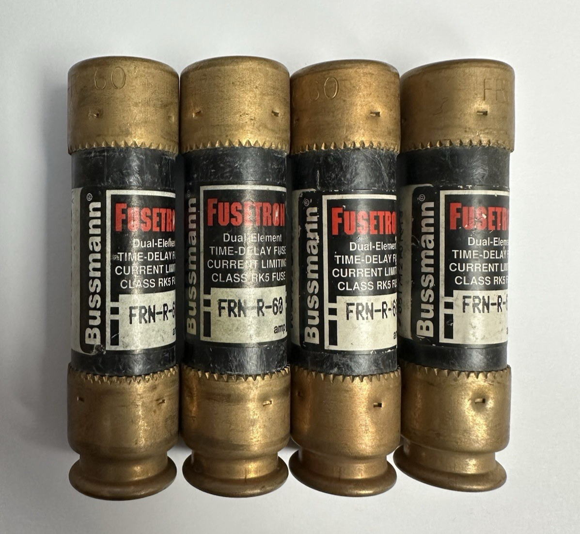BUSSMANN FUSETRON DUAL ELEMENT TIME DELAY FUSE FRN-R-60 250V LOT OF 4