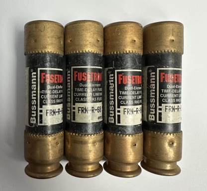 BUSSMANN FUSETRON DUAL ELEMENT TIME DELAY FUSE FRN-R-60 250V LOT OF 4