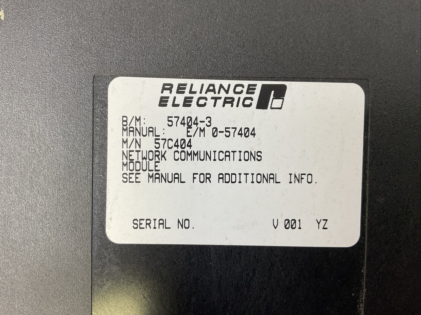 RELIANCE ELECTRIC 57C404C NETWORK COMMUNICATIONS MODULE 57404-3