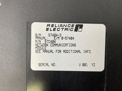 RELIANCE ELECTRIC 57C404C NETWORK COMMUNICATIONS MODULE 57404-3