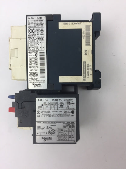 TELEMECANIQUE LC1D09BL CONTACTOR LRD05 OVERLOAD RELAY LAD4TBDL 24V