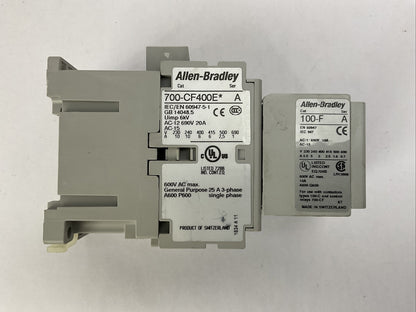 ALLEN BRADLEY 700-CF400E* SER A 600VAC COIL 24VDC CONTACTOR 100-F SER A