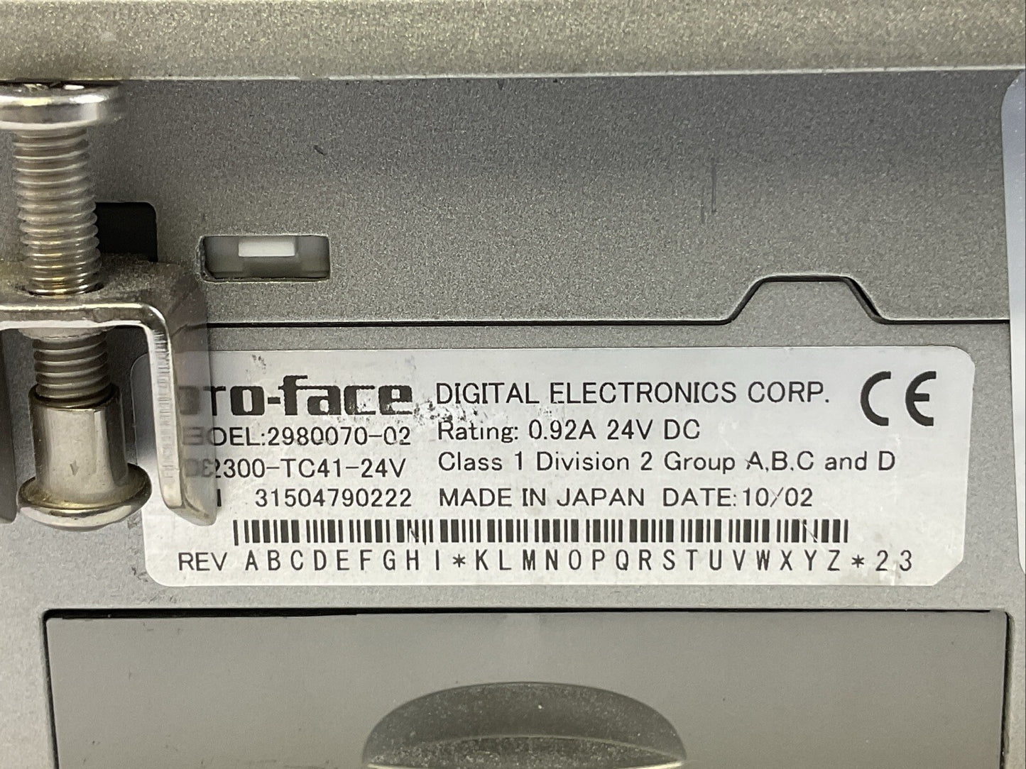 PRO-FACE 2980070-02 GP2300-TC41-24V TOUCH OPERATOR INTERFACE 24VDC