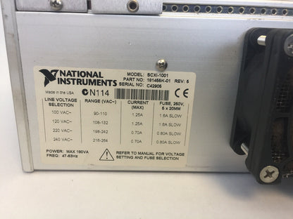 NATIONAL INSTRUMENTS SCXI-1001 12 SOLT CHASSIS 100/120/220/240VAC 1.25A/0.70A W/