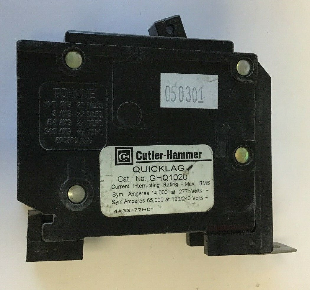 CUTLER HAMMER GHQ1020 20A QUICKLAG CIRCUIT BREAKER 277VAC***LOTOF2***
