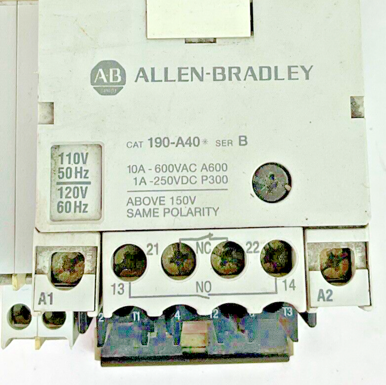 ALLEN BRADLEY 190-CPS40* 190-P024 190-A40 190-A11-11 STARTER 600VAC 250VDC