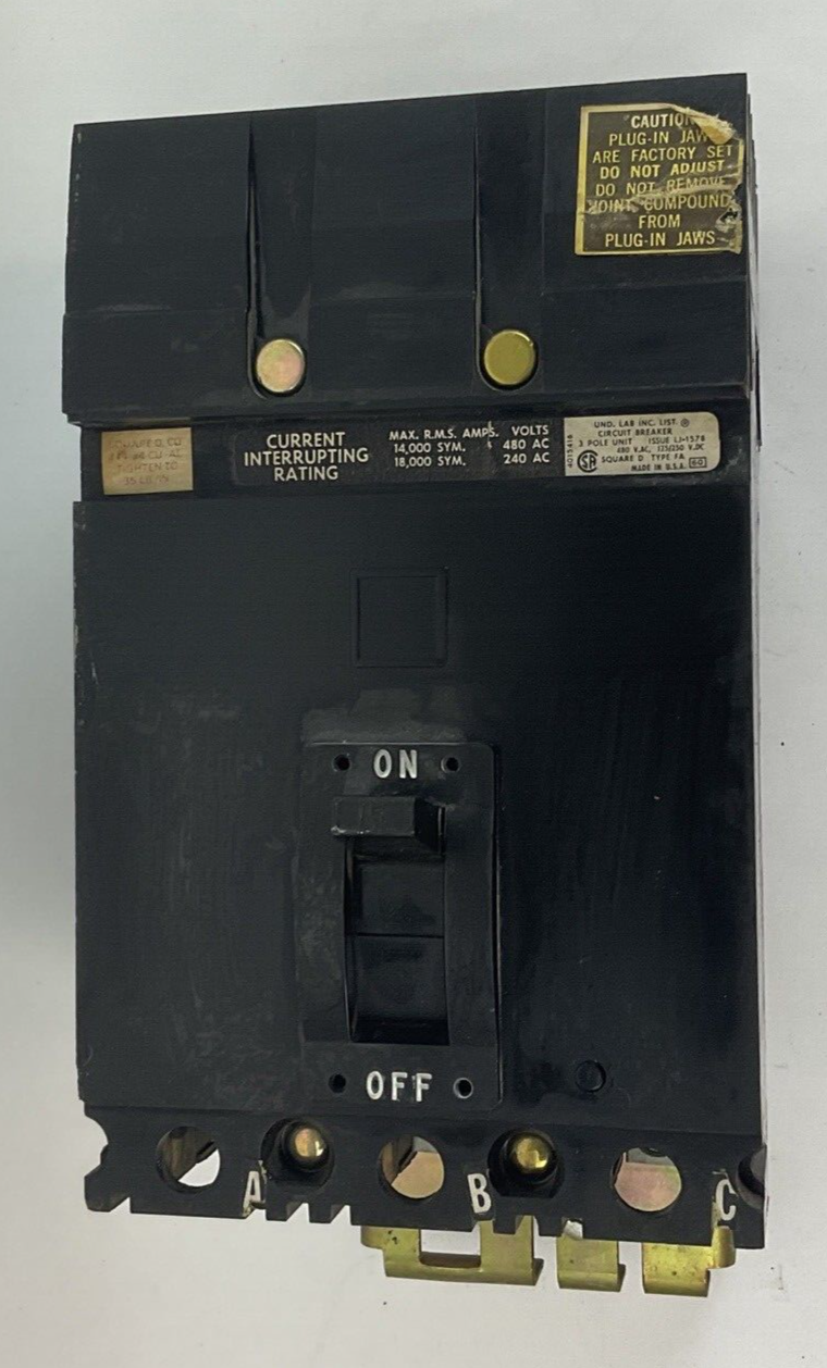 SQUARE D FA 34015 CIRCUIT BREAKER  480VAC 250VDC 3POLE