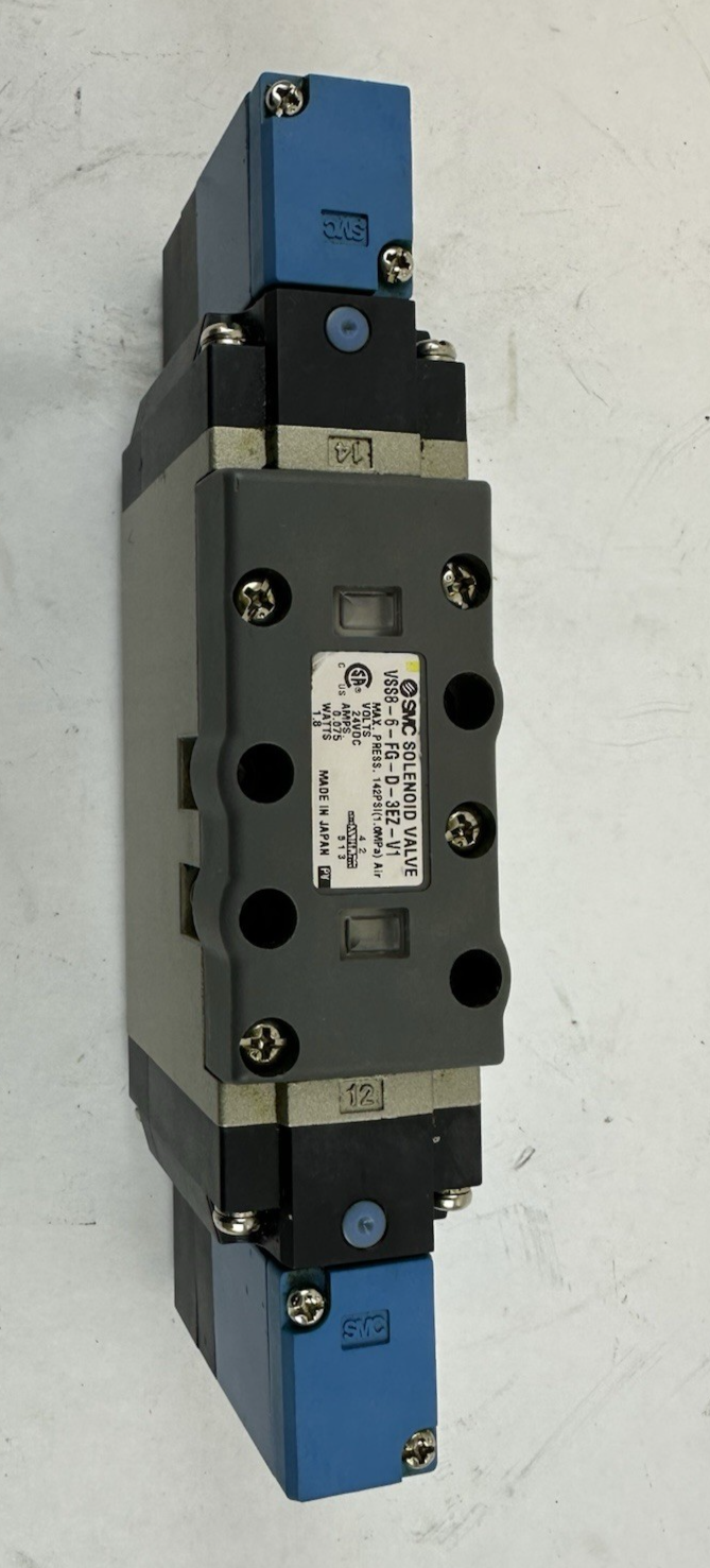 SMC VSS8-6-FG-D-3EZ-V1 SOLENOID VALVE 24VDC .075AMPS 1.8WATTS 142 PSI