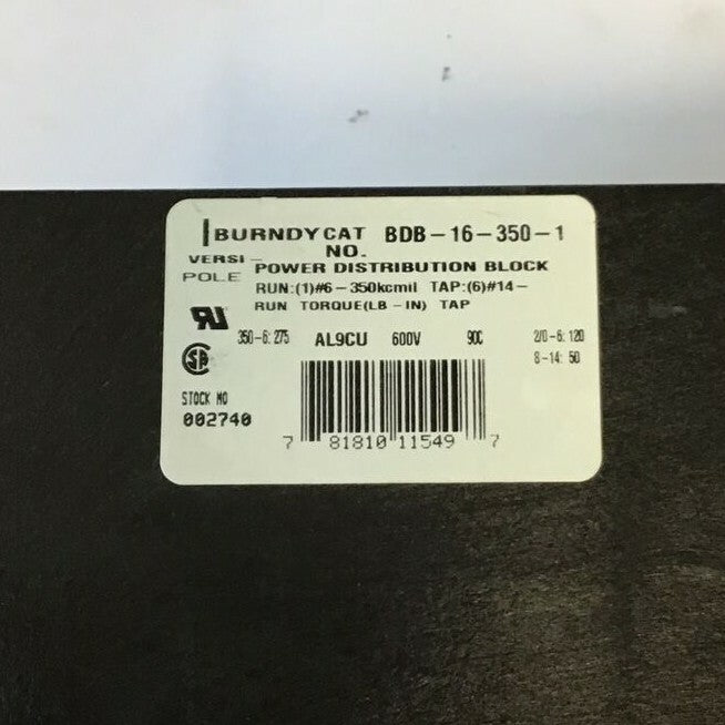 BURNDY BDB-16-350-1 POWER DISTRIBUTION BLOCK VERSI-POLE