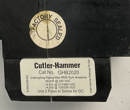 CUTLER HAMMER GHB2020 CIRCUIT BREAKER 20A 480VAC 250VDC 2P