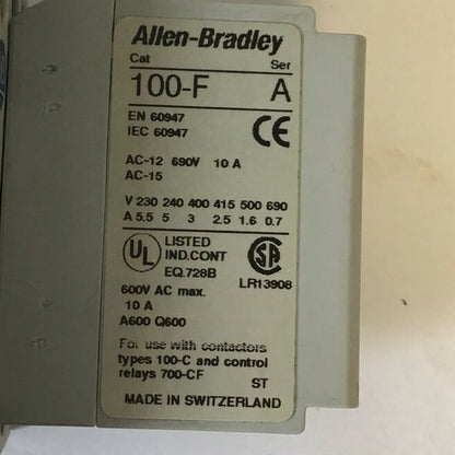 ALLEN BRADLEY 700-CF400Z* SER.A CONTACTOR W/ 100-F SER.A AUX CONTACT