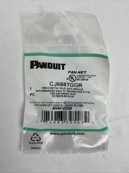 PANDUIT CJ688TGGR MINI-COM TX6 PLUS JACK MODULE (LOT OF 15)