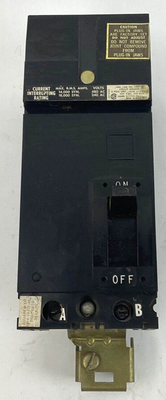 SQUARE D FA 24020AB CIRCUIT BREAKER SER.1 480VAC 250VDC 2POLE