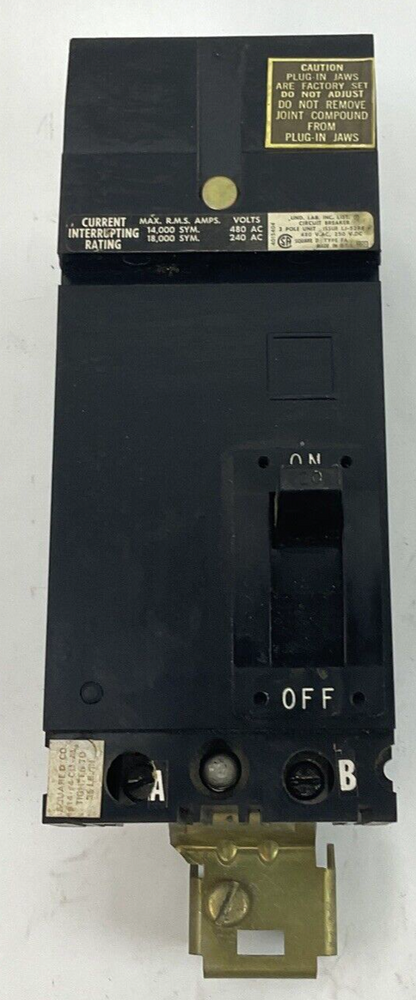 SQUARE D FA 24020AB CIRCUIT BREAKER SER.1 480VAC 250VDC 2POLE